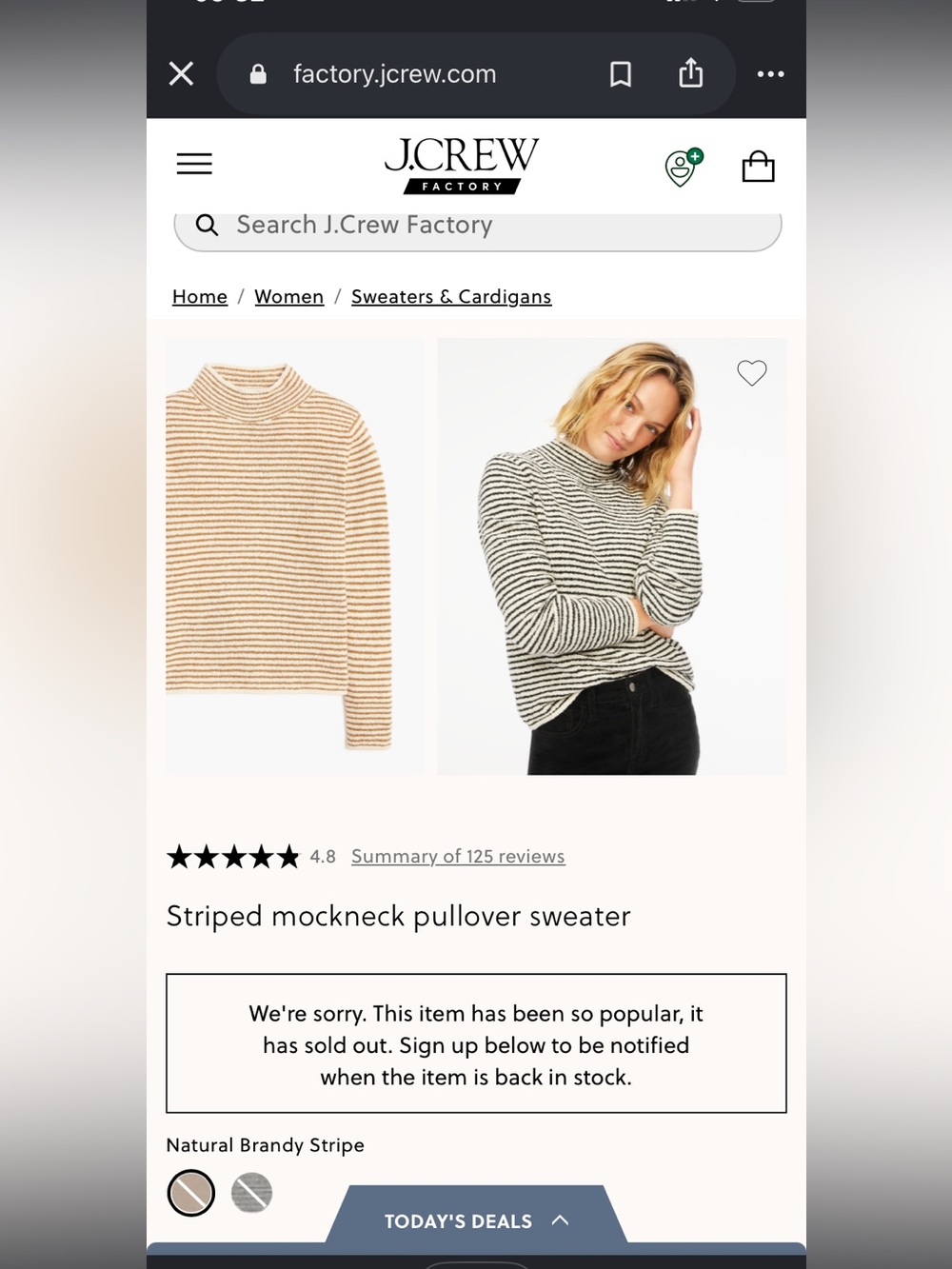 J. Crew Cream & Brown Striped Mockneck Sweater - Picture 10 of 10